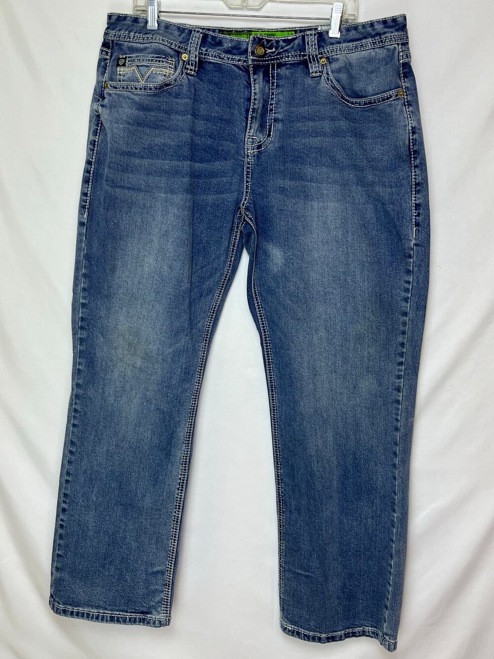 Rock & Roll Cowboy Men’s 38x32 Blue Pistol Straight Regular Fit Western Jeans